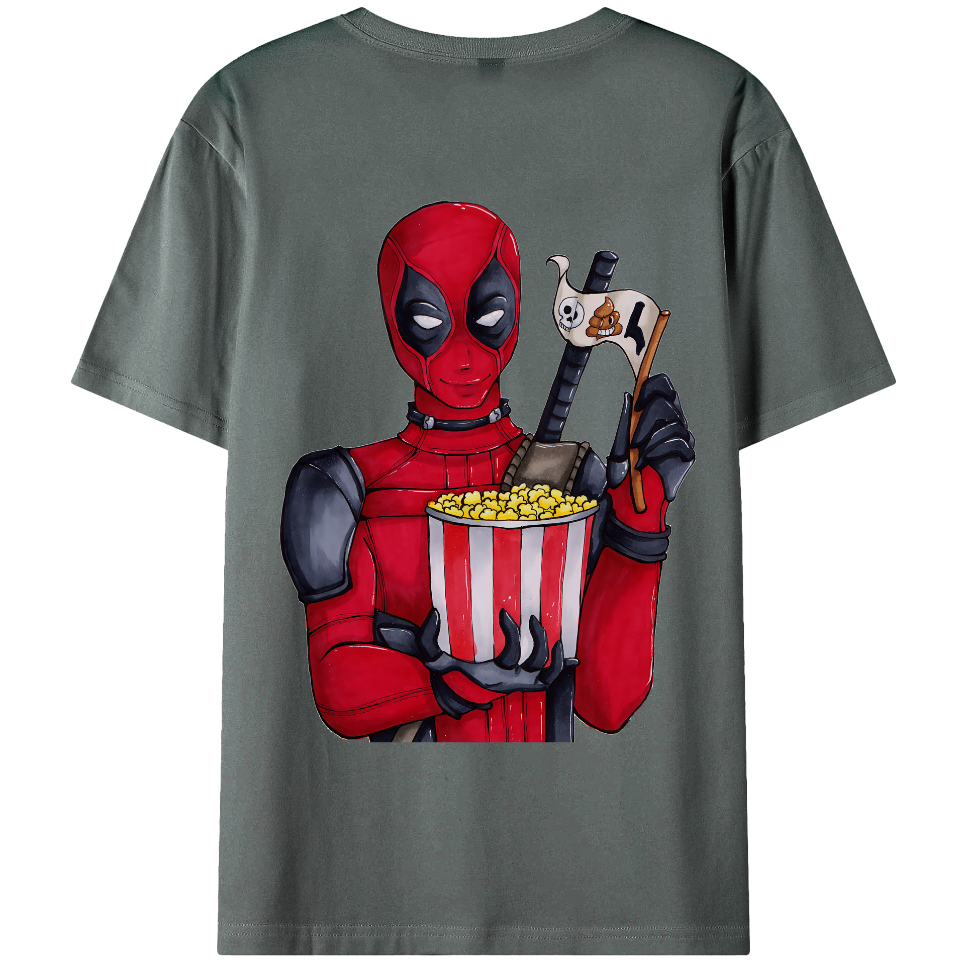 （画像用） Deadpool デッドプール 綿100％ メンズ半袖Tシャツ（バックプリント） 通気性